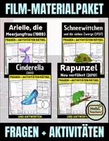 Vorschau - Arbeitsblätter - Film-Materialpaket : Cinderella (2015), Rapunzel – Neu verföhnt (2010), Schneewittchen und die sieben Zwerge (1937) und Arielle, die Meerjungfrau (1989). - Deckblatt