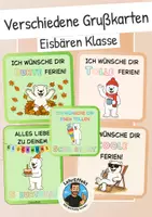 Vorschau - Mal- und Bastelvorlagen - Grußkarten der Eisbären Klasse - Komplettpaket - Deckblatt