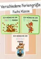 Vorschau - Mal- und Bastelvorlagen - Feriengrüße der Fuchs Klasse - Komplettpaket - Deckblatt