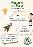 Vorschau - Arbeitsblätter - Materialpaket - Bündelung und Entbündelung - Zahlenraum bis 50 - Deckblatt