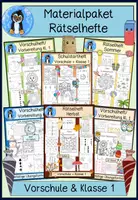 Vorschau - Arbeitsblätter - Vorschule – Materialpaket Rätselhefte zur Schulvorbereitung! 🎒✏️ - Deckblatt