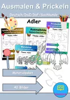 Vorschau - Mal- und Bastelvorlagen - Ausmalbilder & Prickelbilder PAKET Thema Adler - Grundschule - Bastelvorlagen - Deckblatt
