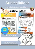 Vorschau - Arbeitsblätter - Ausmalbilder & Mandalas PAKET Thema lustige Affen - Grundschule - Bastelvorlagen - Deckblatt