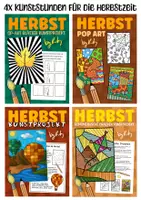 Vorschau - Stundenentwürfe - 4x Kunstideen im Herbst - Kunst Materialpaket - Deckblatt