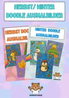 Vorschau - Mal- und Bastelvorlagen - Herbst / Winter Doodle Ausmalbilder (Kunst Vertretung) - Deckblatt