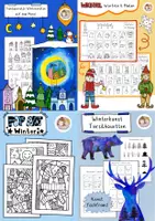 Vorschau - Stundenentwürfe - 4 x Kunstideen für die Weihnachtszeit, Adventszeit Kunst, Würfelspiel - Deckblatt