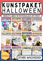 Vorschau - Arbeitsblätter - Halloween Kunstpaket Materialpaket GROWING BUNDLE für die Grundschule – wachsendes Paket mit vielfältigen Materialien - Deckblatt