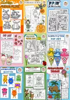 Vorschau - Mal- und Bastelvorlagen - Sparpaket: 9x Ausmalbilder für Grundschule - Deckblatt