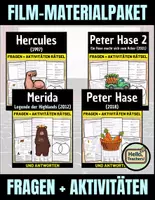 Vorschau - Arbeitsblätter - Film-Materialpaket : Peter Hase (2018), Peter Hase 2 – Ein Hase macht sich vom Acker (2021), Hercules (1997) und Merida – Legende der Highlands (2012). - Deckblatt