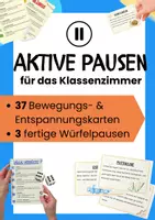Vorschau - Stationenlernen - Materialpaket - Aktive Pausen fürs Klassenzimmer – Bewegung, Entspannung & Würfelstationen im Bundle - Deckblatt