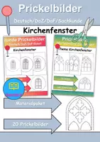 Vorschau - Mal- und Bastelvorlagen - Prickelbilder / Fensterbilder PAKET Thema Kirchenfenster - Grundschule - Bastelvorlagen - Deckblatt