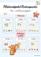 Vorschau - Spiele - Materialpaket Rechenpuzzles - Plus- und Minusaufgaben ZR 20 (Mathe Klasse 1) - Deckblatt
