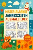 Vorschau - Mal- und Bastelvorlagen - Materialpaket Jahreszeiten Ausmalbilder (200 Malvorlagen) - Deckblatt