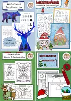 Vorschau - Stundenentwürfe - Paket Kunst zu Weihnachten und im Winter, 4 Kunstideen für die Weihnachtszeit - Deckblatt