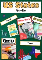 Vorschau - Arbeitsblätter - US States Materialpaket: California, New York, Texas, Florida, Alaska & Hawaii - Deckblatt