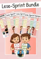 Vorschau - Mal- und Bastelvorlagen - Lese-Sprint Bundle - die 100 häufigsten Wörter, Verben, Nomen und Adjektive - Deckblatt