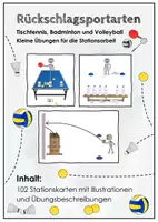 Vorschau - Stationenlernen - Materialpaket Rückschlagsportarten. Kleine Übungen für die Stationsarbeit. Tischtennis, Badminton und Volleyball. 102 Stationskarten für den Sportunterricht - Deckblatt