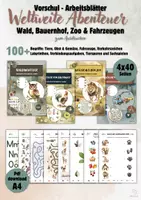 Vorschau - Arbeitsblätter - Vorschul-Arbeitsblätter Paket | 160 Seiten | Tiere, Natur & Fahrzeuge für Kindergarten - Deckblatt