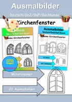Vorschau - Arbeitsblätter - Ausmalbilder & Mandalas PAKET Thema Kirchenfenster - Grundschule - Bastelvorlagen - Deckblatt