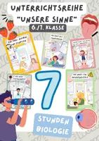 Vorschau - Stundenentwürfe - Materialpaket "Unsere Sinne", 7 sorgenfreie Stunden Biologie | Biologie, 6./7. Klasse - Deckblatt