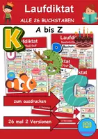 Vorschau - Unterrichtsreihen - XXL Paket Laufdiktate / Schleichdiktate Buchstaben A bis Z (Diktat) - Deckblatt