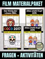 Vorschau - Arbeitsblätter - FILM Materialpaket : Der König der Löwen (1994), Alles steht Kopf (2015), Alles steht Kopf 2 (2024) und Coco (2017) - Deckblatt