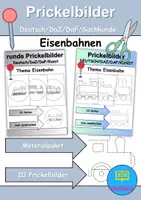 Vorschau - Arbeitsblätter - Prickelbilder / Fensterbilder PAKET Thema Eisenbahnen/Züge - Grundschule - Bastelvorlagen - Deckblatt