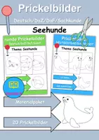 Vorschau - Mal- und Bastelvorlagen - Prickelbilder / Fensterbilder PAKET Thema Seehunde - Grundschule - Bastelvorlagen - Deckblatt
