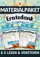 Vorschau - Arbeitsblätter - Materialpaket: Lesen & Verstehen - Erntedank (Klasse 1-2) und Leseförderung - Deckblatt