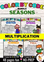 Vorschau - Arbeitsblätter - Color by Code - Multiplication (Seasons) | Bundle - Deckblatt