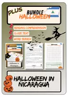 Vorschau - Arbeitsblätter - Plus Bundle - Halloween in Nicaragua | Reading - Close Text - Word Search - Deckblatt