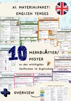 Vorschau - Arbeitsblätter - XL Materialpaket: English Tenses (Englische Zeitformen) - Merkblatt/ Übersichtsplakat Klasse 5 -10 - Deckblatt