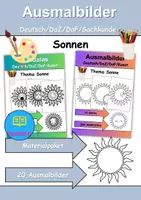 Vorschau - Arbeitsblätter - Ausmalbilder & Mandalas PAKET Thema Sonnen - Grundschule - Bastelvorlagen - Deckblatt
