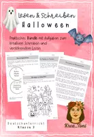Vorschau - Arbeitsblätter - Deutsch-Bundle Halloween – Leseverstehen & Kreatives Schreiben mit Aufgaben & Lösungen (Klasse 3–4) - Deckblatt