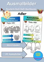 Vorschau - Mal- und Bastelvorlagen - Ausmalbilder & Mandalas PAKET Thema Adler - Grundschule - Bastelvorlagen - Deckblatt