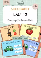 Vorschau - Stationenlernen - Materialpaket - Lautschulung Oo- 3 interaktive PDF-Spiele für die Buchstabeneinführung - Deckblatt