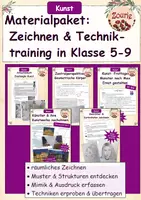Vorschau - Arbeitsblätter - Materialpaket Kunst: Zeichnen & Techniktraining Klasse 5-9 - Deckblatt