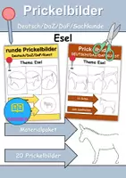 Vorschau - Arbeitsblätter - Prickelbilder / Fensterbilder PAKET Thema Esel - Grundschule - Bastelvorlagen - Deckblatt
