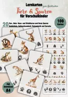 Vorschau - Arbeitsblätter - 20 Tiere und ihre Spuren | Lernkarten & Lernspiel für Kindergarten und Vorschule - Deckblatt