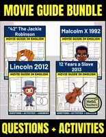 Vorschau - Arbeitsblätter - Movie Guide BUNDLE: "42" The jackie robinson (2013), 12 Years a Slave (2013), Malcolm X (1992), and Lincoln (2012). - Deckblatt