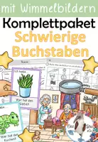 Vorschau - Unterrichtsreihen - XXL Komplettpaket - Schwierige Laute / Buchstaben mit Wimmelbildern & Lesespiele - Deckblatt