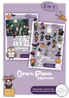 Vorschau - Mal- und Bastelvorlagen - Clipart-Paket: Halloween – Wimmelbild + Clipart-Set - Deckblatt