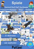 Vorschau - Unterrichtsreihen - Materialpaket - Spiele Polizei - DaZ/DaF, Deutsch, Sachunterricht (Grundschule) - Deckblatt