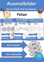 Vorschau - Arbeitsblätter - Ausmalbilder & Mandalas PAKET - Polizei - Grundschule - Bastelvorlagen - Deckblatt