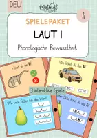 Vorschau - Stationenlernen - Materialpaket - Lautschulung Ii - 3 interaktive PDF-Spiele für die Buchstabeneinführung - Deckblatt