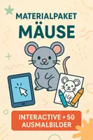 Vorschau - Mal- und Bastelvorlagen - Mäuse Materialpaket – Interactive + 50 Ausmalbilder - Deckblatt