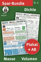 Vorschau - Arbeitsblätter - Lernplakat und AB, Spar-Bundle Dichte, Masse & Volumen, Kl. 6, Lückentext - Deckblatt