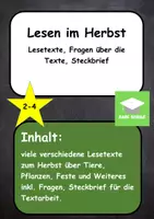 Vorschau - Arbeitsblätter - Materialpaket Lesen im Herbst - Deckblatt