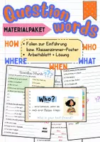 Vorschau - Arbeitsblätter - Materialpaket QUESTION WORDS - who, what, where, when, how - Deckblatt