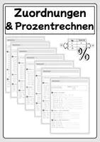 Vorschau - Unterrichtsreihen - Materialpaket - didaktisch fundiertes Material zum Themenbereich Zuordnungen und Prozentrechnung - Deckblatt